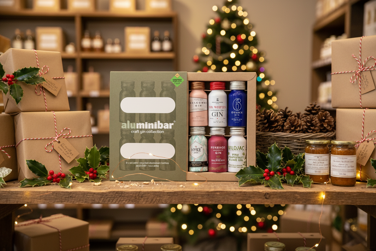 Selection of British craft gins in unique gift set for a Christmas present
