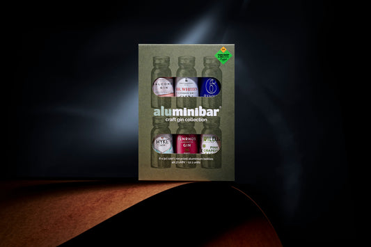 Premium craft gin set of British Gins in 100% recycled aluminium bottles