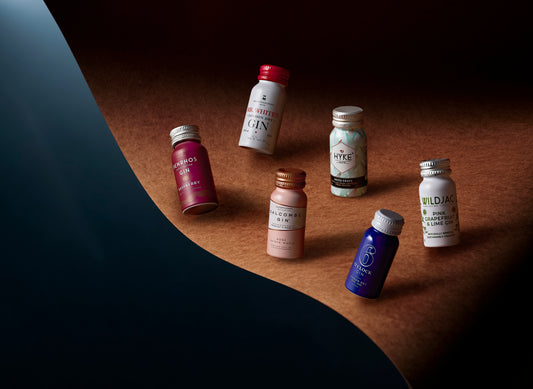 A selection of craft gin miniatures and spirits from independent British brands like Salcombe Gin