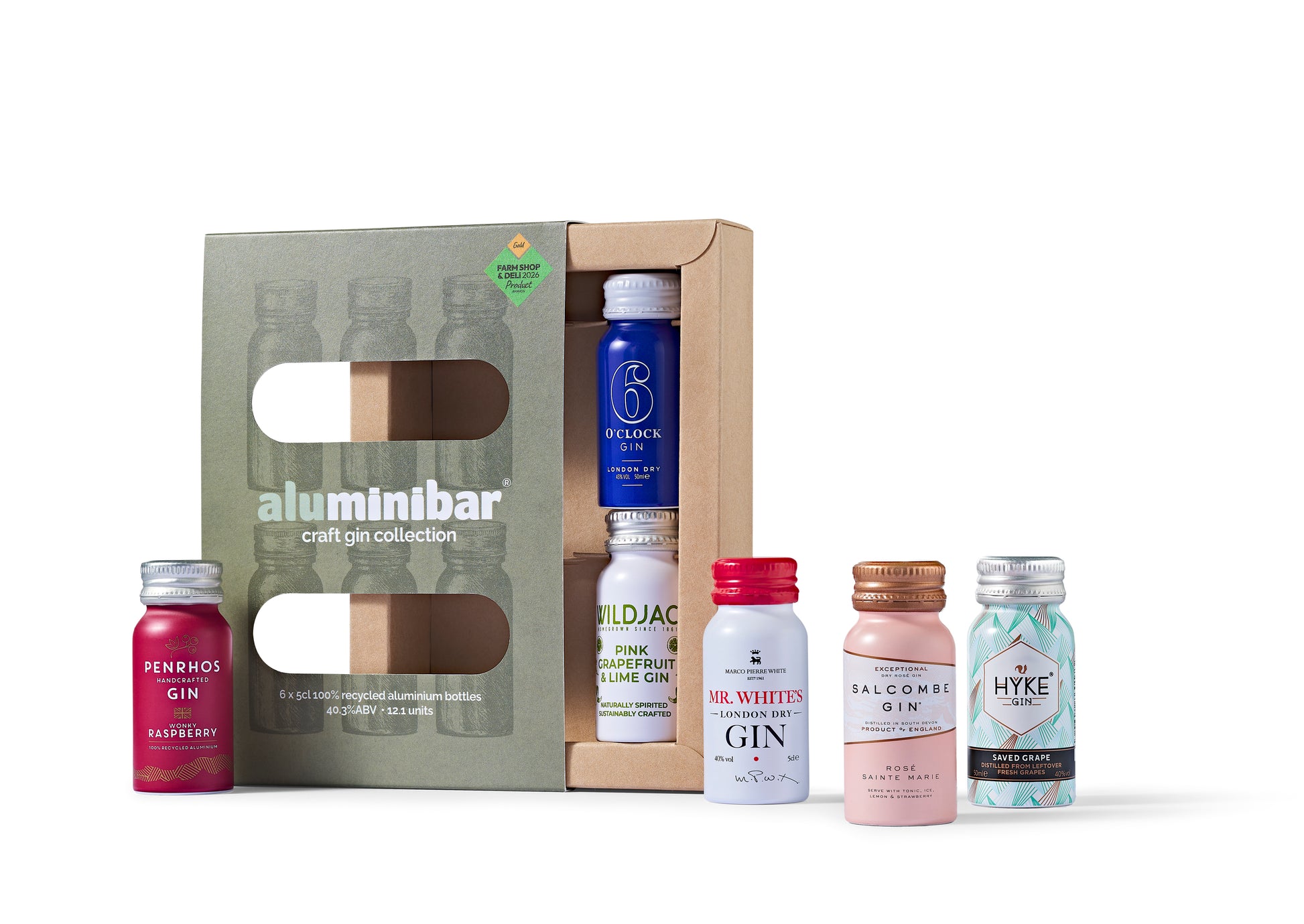 A sustainable selection of craft gins in 100% recycled aluminium bottles